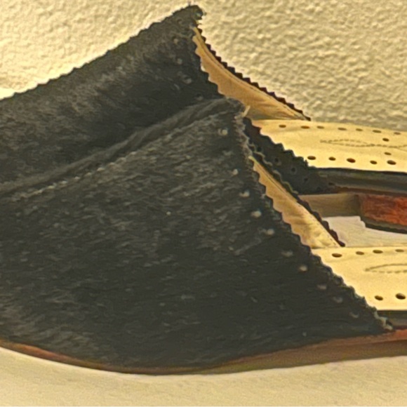 C.I.L black genuine cowhide leather handmade slip on mules slides size 7.5 EU 38 - Picture 2 of 9